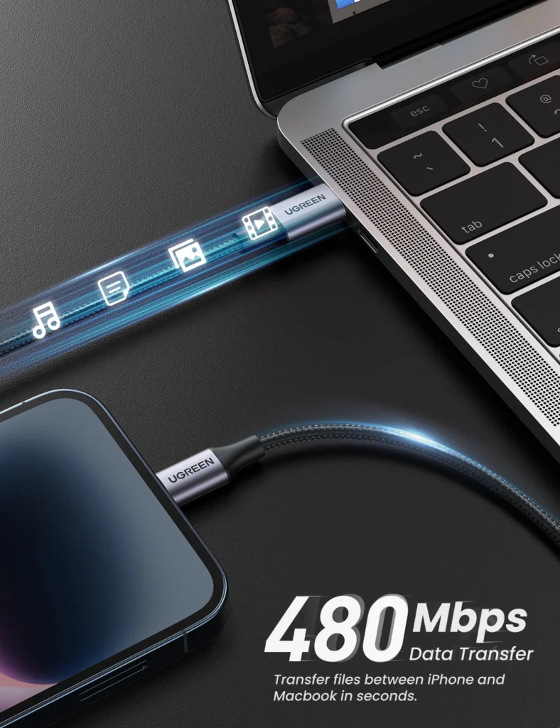 UGREEN 1 Meter MFI Certified Type-C to Lightning Braided Cable