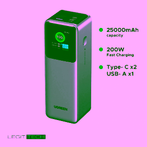 Ugreen 25000mAh power bank Sri Lanka, Nexode 200W display